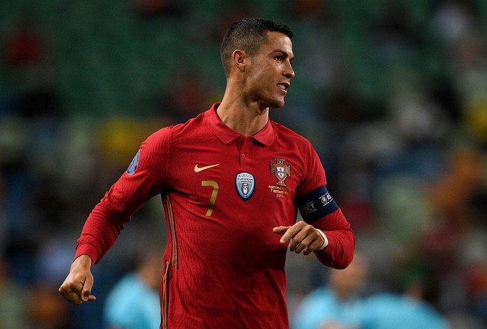 LISBON, PORTUGAL - OCTOBER 07:  Cristiano Ronaldo, Captain of Portugal prepares for kick off ahead of the international friendly match between Portugal and Spain at Estadio Jose Alvalade on October 07, 2020 in Lisbon, Portugal. (Photo by Octavio Passos/Getty Images)