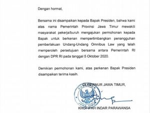 Khofifah Kirim Surat ke Presiden Minta Penangguhan UU Omnibus Law