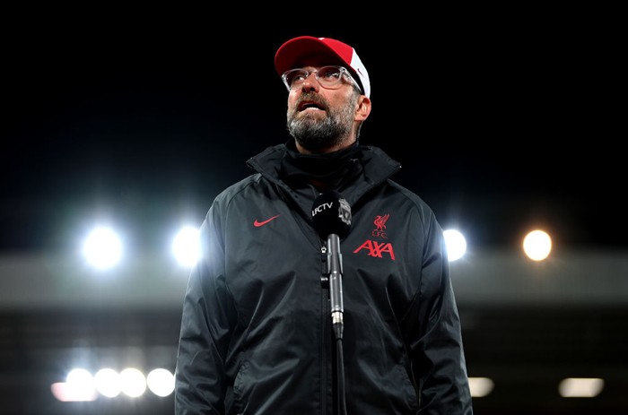 LIVERPOOL, ENGLAND - SEPTEMBER 12:  Liverpool Manager Jurgen Klopp talks to the media after the Premier League match between Liverpool and Leeds United at Anfield on September 12, 2020 in Liverpool, England. (Photo by Shaun Botterill/Getty Images)
