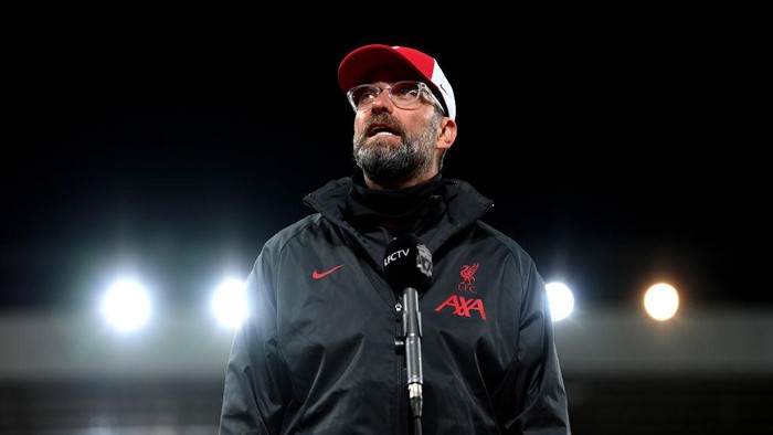 LIVERPOOL, ENGLAND - SEPTEMBER 12:  Liverpool Manager Jurgen Klopp talks to the media after the Premier League match between Liverpool and Leeds United at Anfield on September 12, 2020 in Liverpool, England. (Photo by Shaun Botterill/Getty Images)