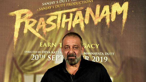 Indian Bollywood actor and film producer Sanjay Dutt looks on during the celebration of his 60th birthday and the launch of the upcoming Hindi movie 'Prasthanam' in Mumbai on July 29, 2019. (Photo by Sujit Jaiswal / AFP)