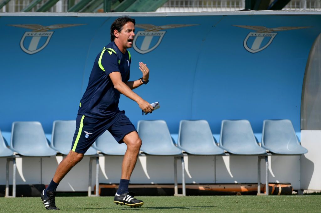 ROME, ITALY - OCTOBER 04: SS Lazio head coach Simone Inzaghi reacts during the Serie A match between SS Lazio and FC Internazionale at Stadio Olimpico on October 04, 2020 in Rome, Italy. (Photo by Marco Rosi - SS Lazio/Getty Images)