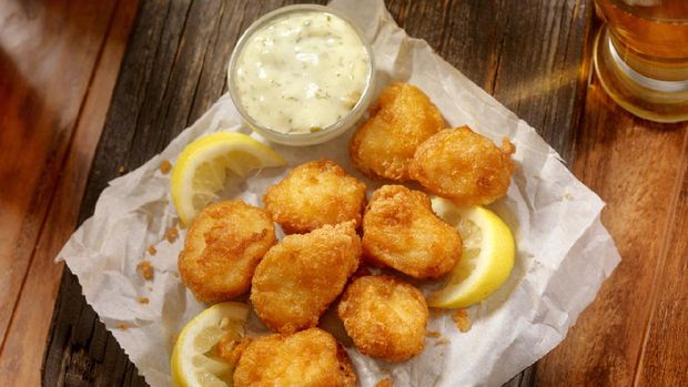 Beer Battered Fish Bites with Tarter Sauce and a Beer - Photographed on Hasselblad H3D2-39mb Camera