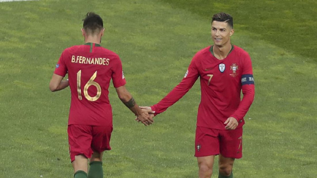 Bruno Fernandes dan Cristiano Ronaldo. (Getty)