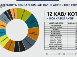 Daftar 12 Kabupaten/Kota dengan Kasus Aktif Corona Tertinggi, Jaktim Nomor 1