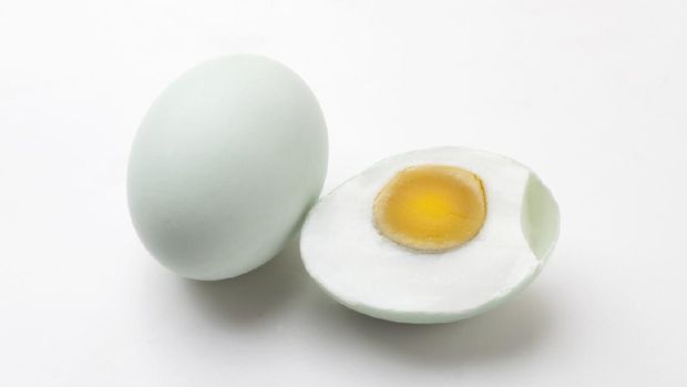 Salted duck eggs on a white background