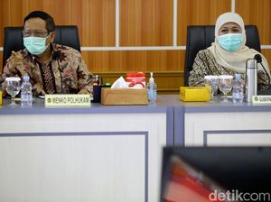 Momen Khofifah Rakor Bersama Mahfud MD Bahas Omnibus Law