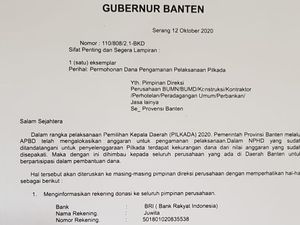 Pemprov Lapor Polisi soal Surat Palsu Gubernur Banten Minta Dana Pilkada Pemprov Lapor Polisi soal Surat Palsu Gubernur Banten Minta Dana Pilkada