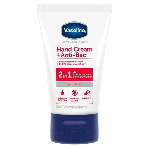 Vaseline Hand Cream + Anti Bac 2 In 1/Foto: vaseline.co.id antiseptik pembersih tangan yang melembabkan