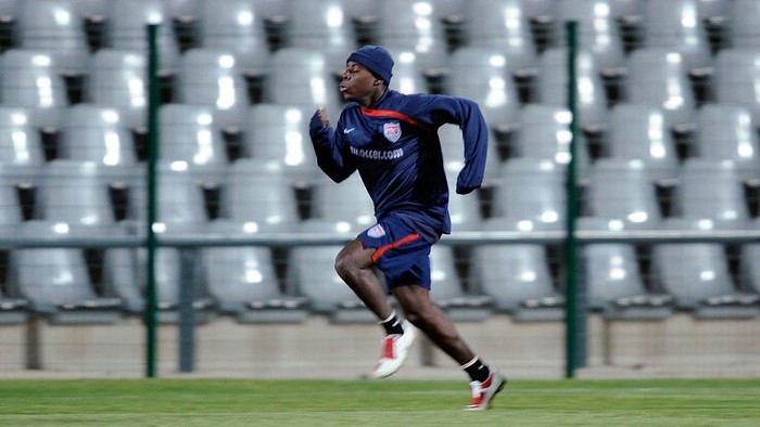 JOHANNESBURG, SOUTH AFRICA - JUNE 26:  Freddy Adu #19 of USA during training at Rand Stadium on June 26, 2009 in Johannesburg, South Africa. USA will play against Brazil on Sunday in the championship match of the 2009 FIFA Confederations Cup.  (Photo by Kevork Djansezian/Getty Images)