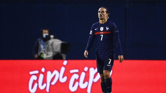 Griezmann Frances forward Antoine Griezmann reacts during the UEFA Nations League Group A3 football match between Croatia and France at the Maksimir Stadium in Zagreb on October 14, 2020. (Photo by FRANCK FIFE / AFP)