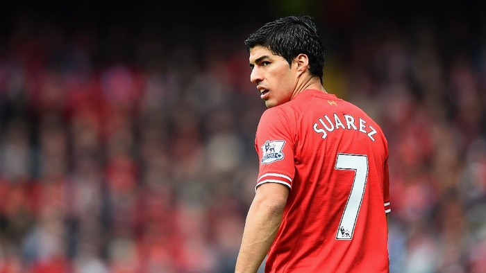 LIVERPOOL, ENGLAND - MAY 11:  Luis Suarez of Liverpool looks on during the Barclays Premier League match between Liverpool and Newcastle United at Anfield on May 11, 2014 in Liverpool, England.  (Photo by Laurence Griffiths/Getty Images)