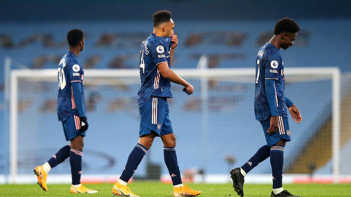 Arsenal kalah 0-1 dari Manchester City di Etihad Stadium. (Foto: Getty Images/Alex Livesey)