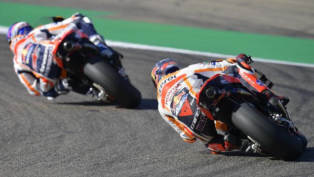 Stefan Bradl dan Alex Marquez di kualifikasi MotoGP Aragon 2020.