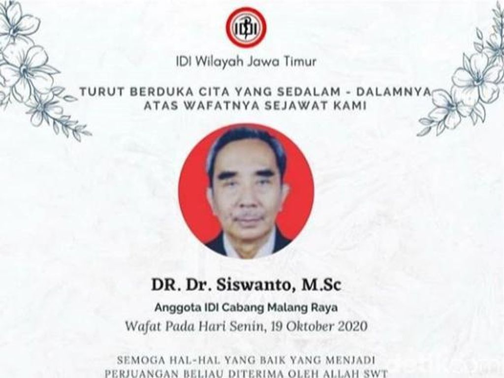 Dokter di Malang Meninggal Setelah 5 Hari Berjuang Lawan COVID-19 Dokter di Malang Meninggal Setelah 5 Hari Berjuang Lawan COVID-19