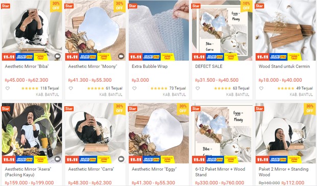 Pilihan cermin cantik nan aesthetic yang bisa didapatkan lewat olshop ini.