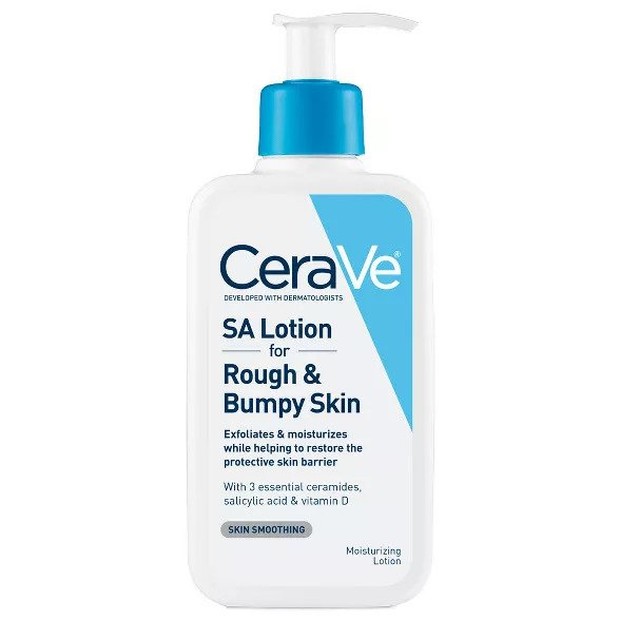 CeraVe SA Lotion for Rough & Bumpy Skin/target.com Body lotion ini diperuntukan untuk kamu yang memiliki kulit kasar dan bumpy, dengan kandungan salicylic acid dan lactic acid ini akan menghaluskan kulit dengan pengelupasan lembut.