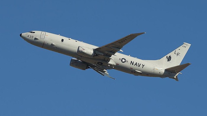 PERTH, AUSTRALIA - APRIL 07:  A US Navy Poseidon P-8 takes off to assist in the search for debris from missing Malaysia Airlines Flight MH370 at Perth International airport on April 7, 2014 in Perth, Australia. Angus Houston confirmed today that the Australian naval vessel Ocean Shield has twice detected signals in the past 24 hours consitent with aircraft black boxes. The airliner disappeared on March 8 with 239 passengers and crew on board and is suspected to have crashed into the southern Indian Ocean.  (Photo by Paul Kane/Getty Images)