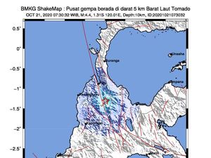 Gempa M 4,4 Terjadi di Tomado Sulteng, Berpusat di Darat