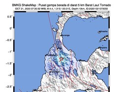 Gempa M 4,4 Terjadi di Tomado Sulteng, Berpusat di Darat