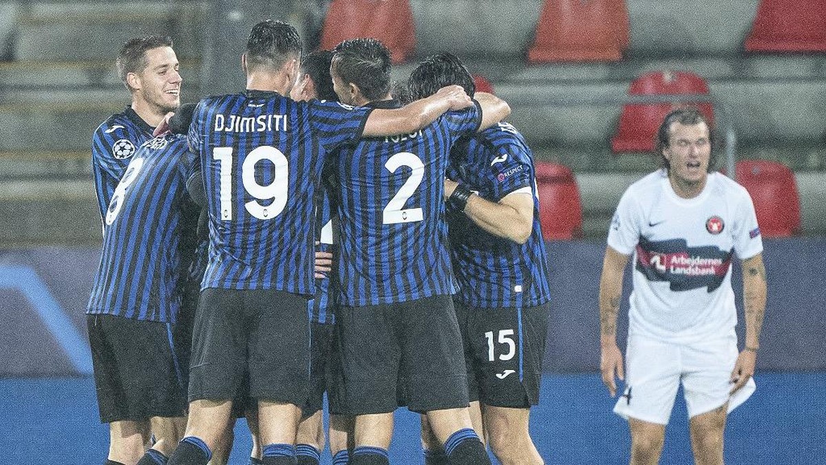 Atalanta berpesta gol di markas FC Mitjdlland. (Foto: AFP/HENNING BAGGER)