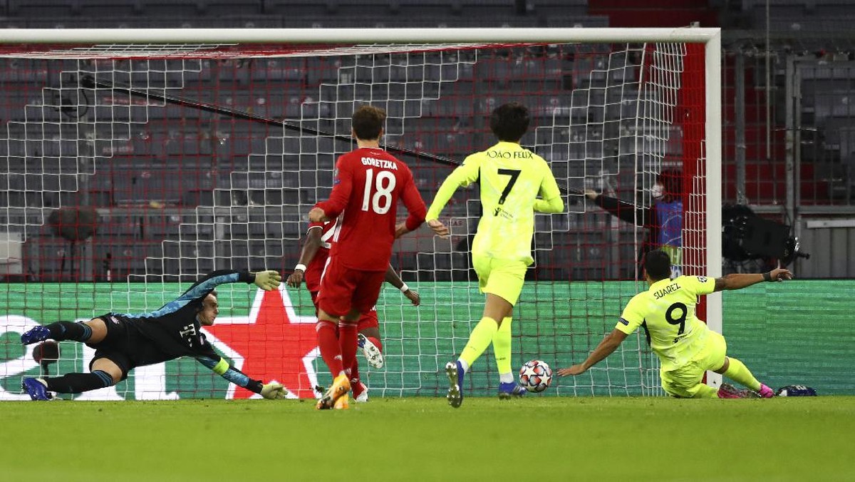 Bayern Munich menggulung Atletico Madrid 4-0 di matchday 1 Liga Champions. (Foto: AP/Matthias Schrader)