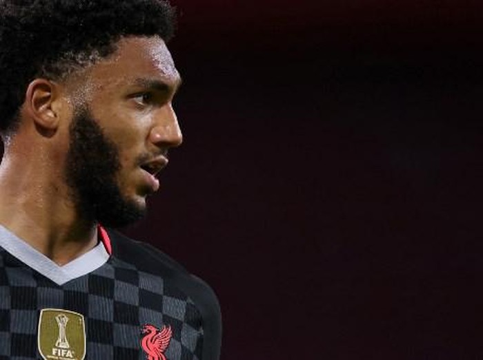 Liverpool's English defender Joe Gomez reacts  during the UEFA Champions League Group D first-leg football match between Ajax Amsterdam and Liverpool FC at the Johan Cruijff Arena in Amsterdam on October 21, 2020. (Photo by Kenzo Tribouillard / AFP)
