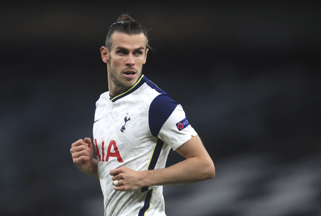 Tottenham Hotspur's Gareth Bale during the Europa League, Group J, soccer match between Tottenham Hotspur and LASK in London, England, Thursday, Oct. 22, 2020. (Adam Davy/Pool via AP)