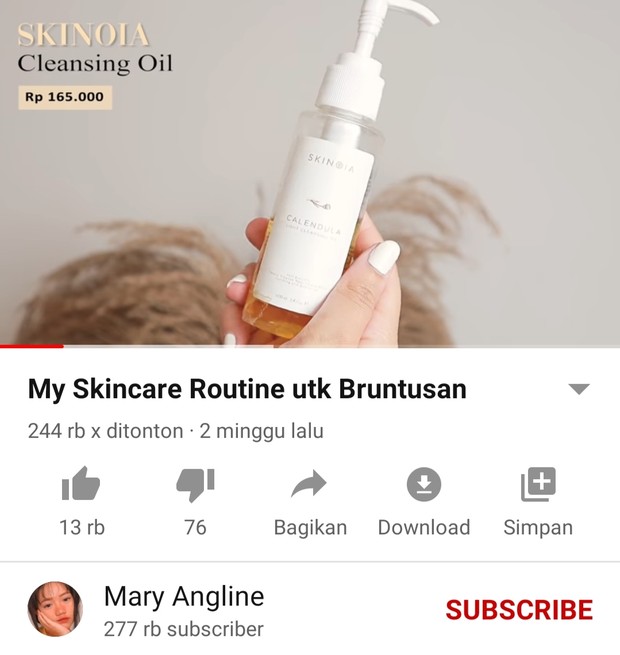 Maryangeline/youtube.com Skin care routine untuk kulit bruntusan