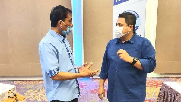 Ketua Askot PSSI Parepare Rahmat Sjamsu Alam bertemu dengan CEO PSM Makassar Munafri Arifuddin.