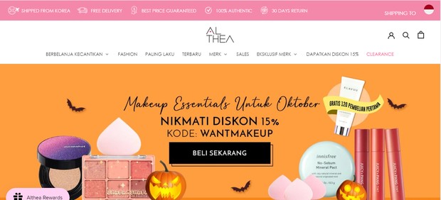 Rekomendasi e-commerce produk kecantikan terbaik Althea Korea/in.althea.kr