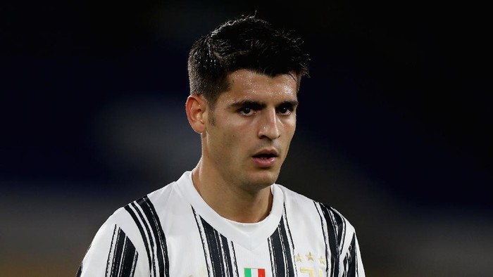 Alvaro Morata during the Serie A match between AS Roma and Juventus at Stadio Olimpico on September 27, 2020 in Rome, Italy.