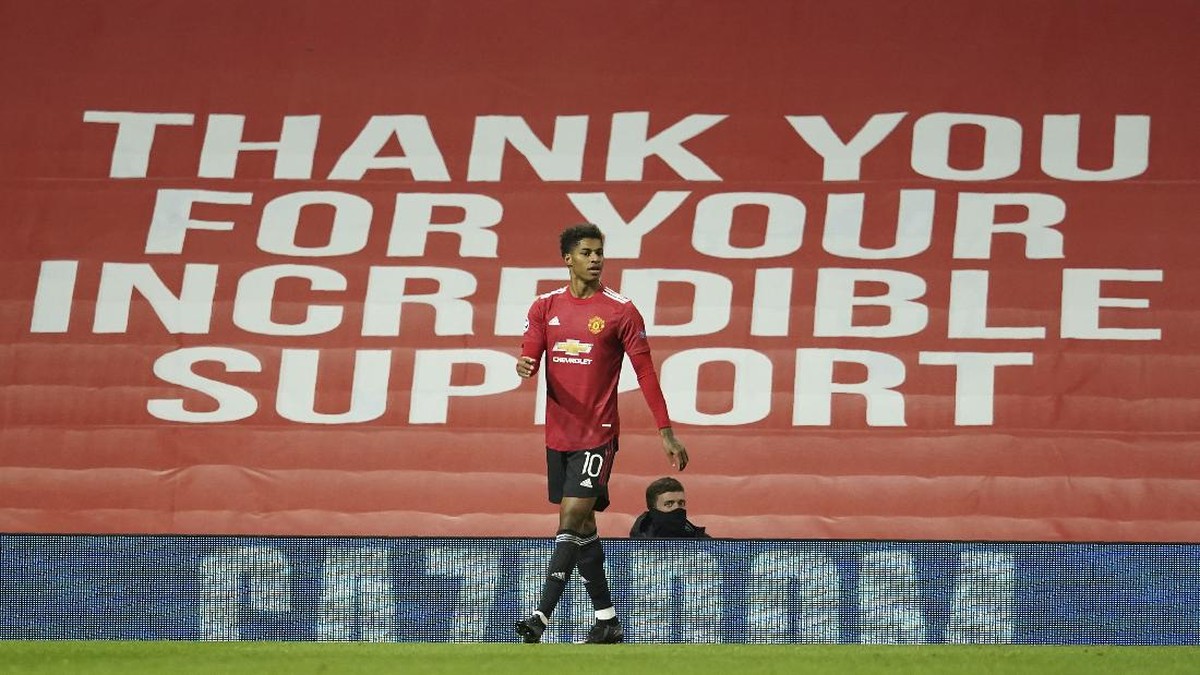 Marcus Rashford bikin hat-trick saat tampil sebagai pemain pengganti. (Foto: AP/Dave Thompson)