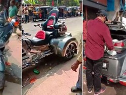 Gaya Betul, Belanja Sayur Pakai Honda Goldwing