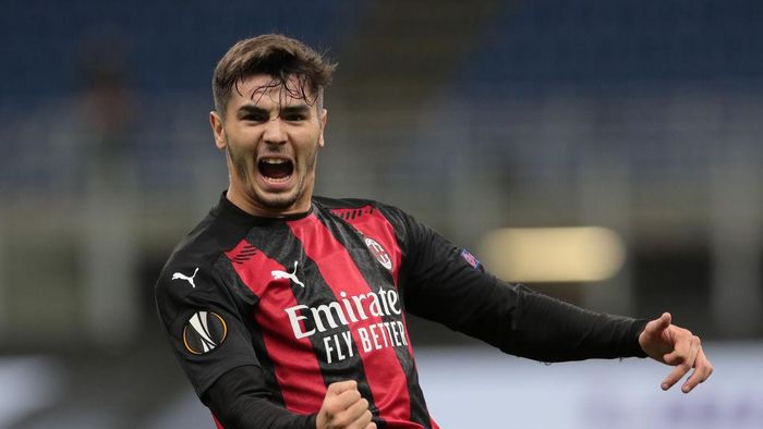 Brahim Diaz MILAN, ITALY - OCTOBER 29: Brahim Diaz of AC Milan celebrates after scoring the opening goal during the UEFA Europa League Group H stage match between AC Milan and AC Sparta Praha at San Siro Stadium on October 29, 2020 in Milan, Italy. (Photo by Emilio Andreoli/Getty Images)