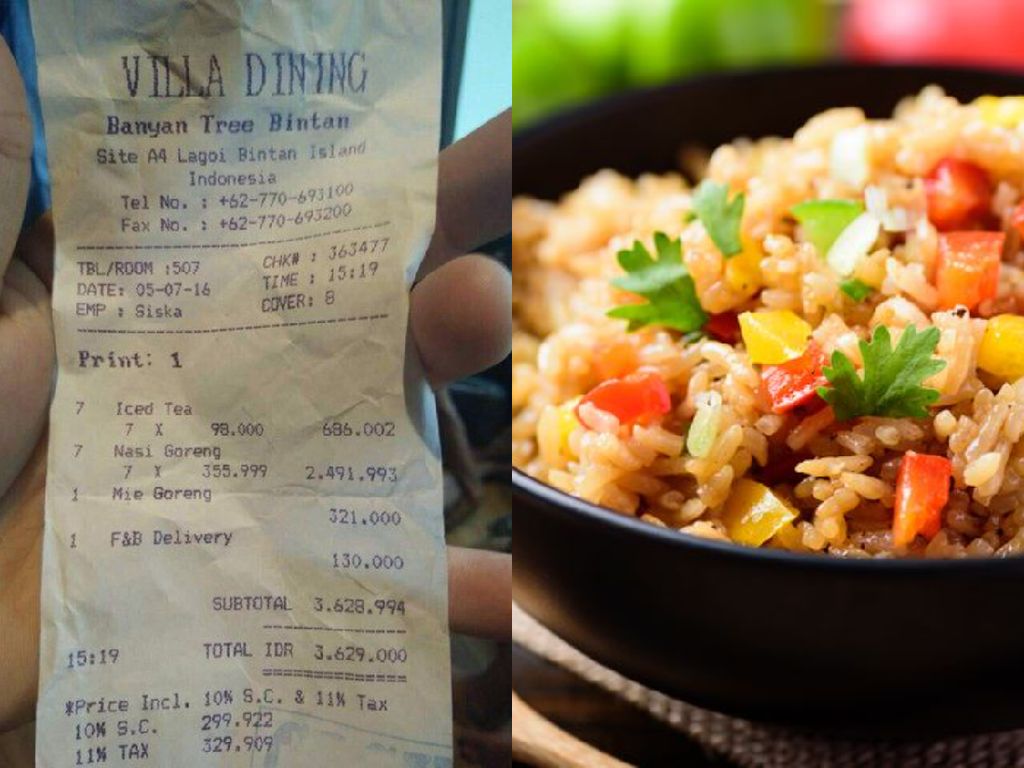 Makan Nasi Goreng dan Es Teh Buatan Hotel, Netizen Ini Habiskan Rp 2 Juta!
