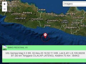 Gempa M 3,3 Terjadi di Cilacap