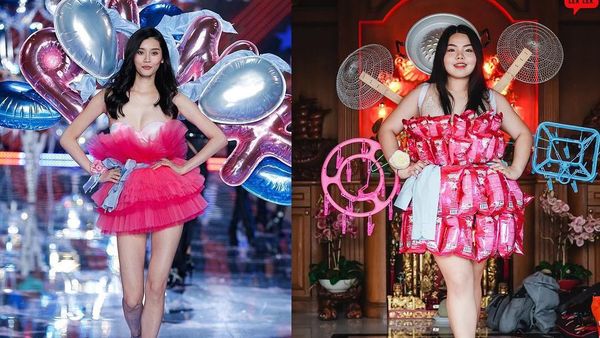 8 Aksi Kocak Wanita Thailand Tiru Gaya Artis Pakai Panci Sampai Kerupuk