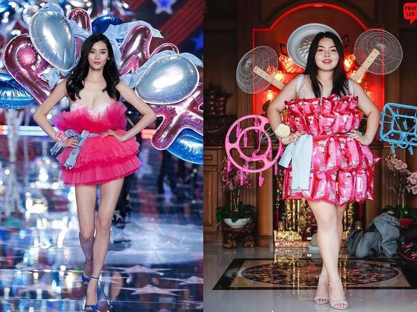 8 Aksi Kocak Wanita Thailand Tiru Gaya Artis Pakai Panci Sampai Kerupuk