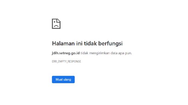 Situs JDIH Setneg Lumpuh