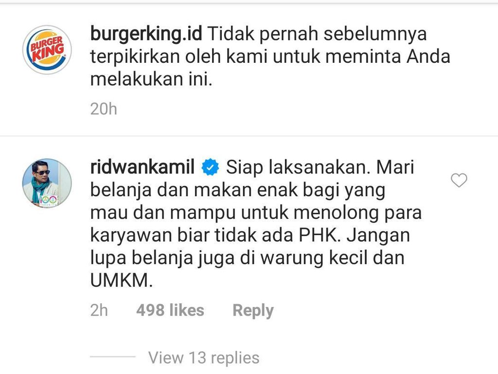 Burger King Ajak Pelanggan Jajan Makanan McD, Ridwan Kamil Ikut Komentar