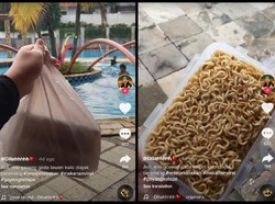 Bekal Mie Goreng Saat Berenang, Netizen: Ga Ada Lawan!