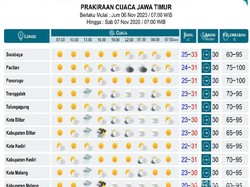 Prakiraan Cuaca BMKG: Sebagian Wilayah Jatim Masih Hujan Siang hingga Sore