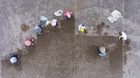 Tampak sejumlah pekerja menanam rumput di Stadion Madya Bumi Sriwijaya Palembang. ANTARA FOTO/Nova Wahyudi.