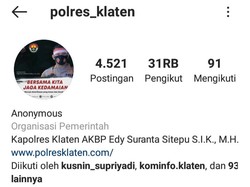 Usai Dikuasai Hacker, Akun IG Polres Klaten Akhirnya Pulih