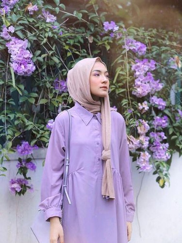  Ootd  Hijab  Baju  Warna Lilac Tips Mix and Match Hijab  