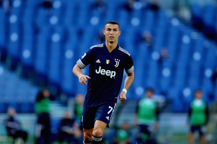 ROME, ITALY - NOVEMBER 08:  Cristiano Ronaldo of Juventus looks on during the Serie A match between SS Lazio and Juventus at Stadio Olimpico on November 8, 2020 in Rome, Italy.  (Photo by Paolo Bruno/Getty Images)