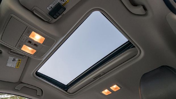 Upward view at car sunroof