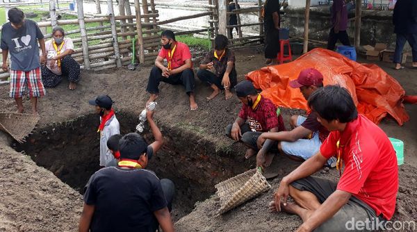 Momen Penguburan Kerbau Bule Keramat Milik Keraton Solo
