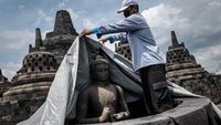 Begini Persiapan Candi Borobudur Antisipasi Erupsi Merapi